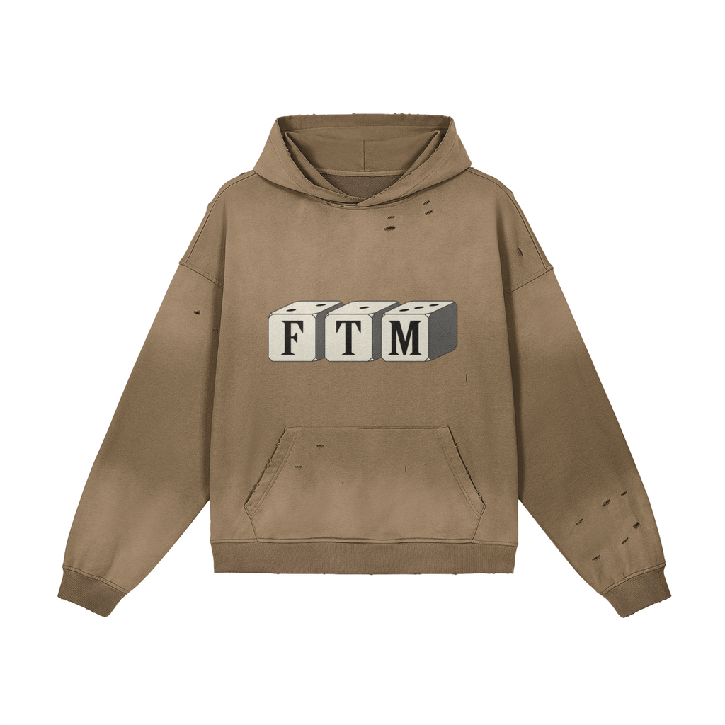 FOR THE MOMENT Distressed Hoodie