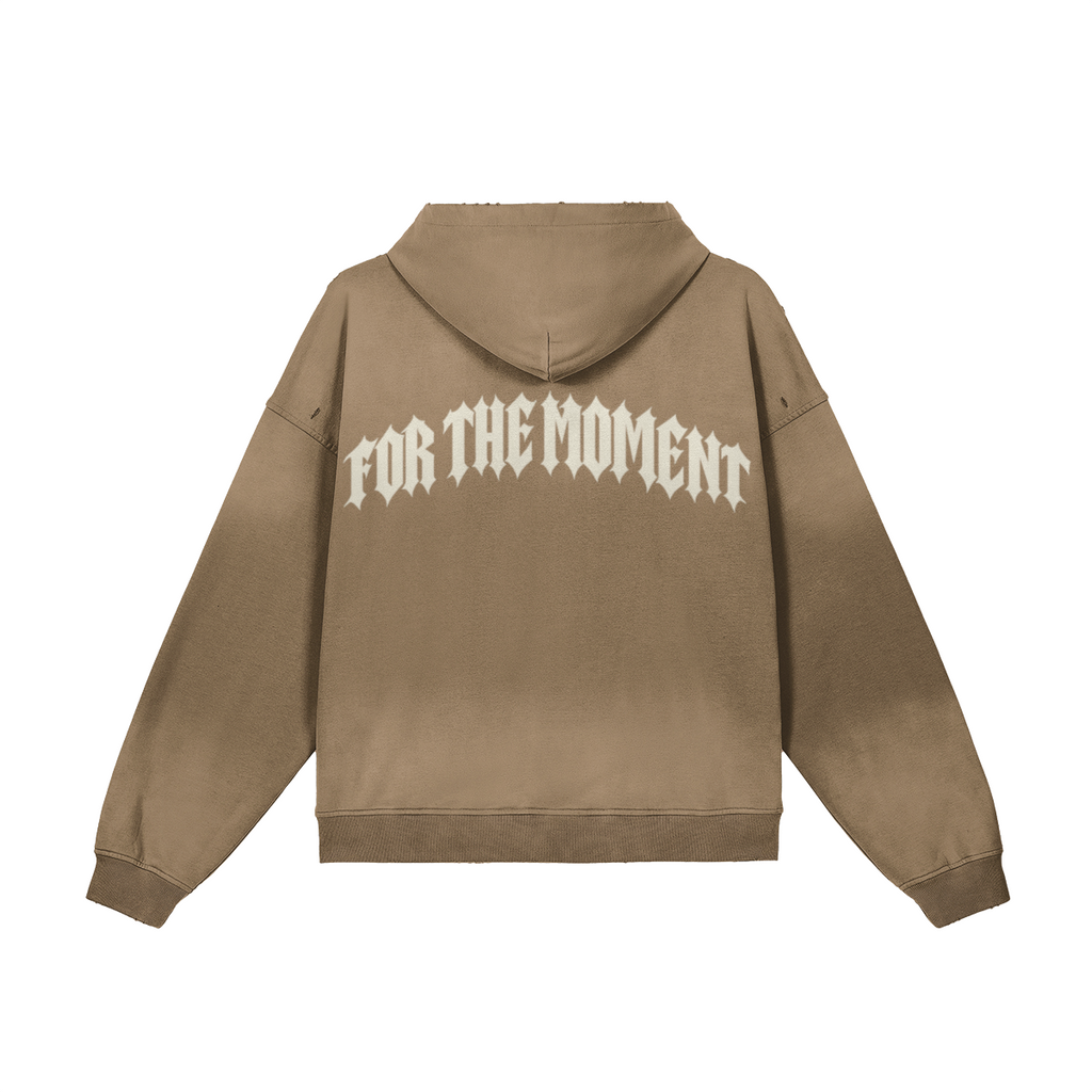 FOR THE MOMENT Distressed Hoodie